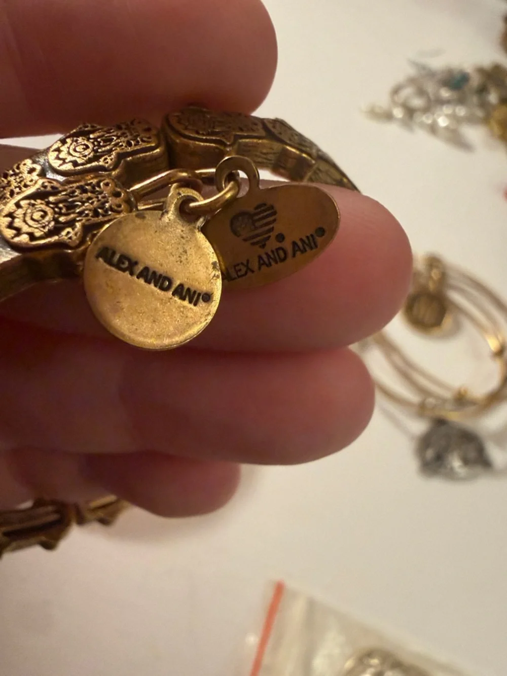 Alex and Ani Gold Hamsa Link Stackable Bangle Bracelet - Picture 3 of 8